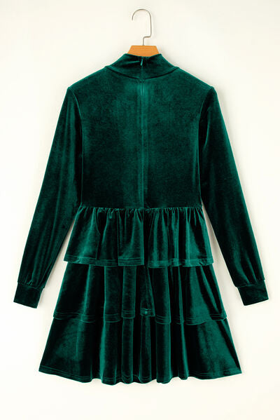 Ruffled Layered Long Sleeve Mini Dress - Pahabu - Women's Clothing & Shop