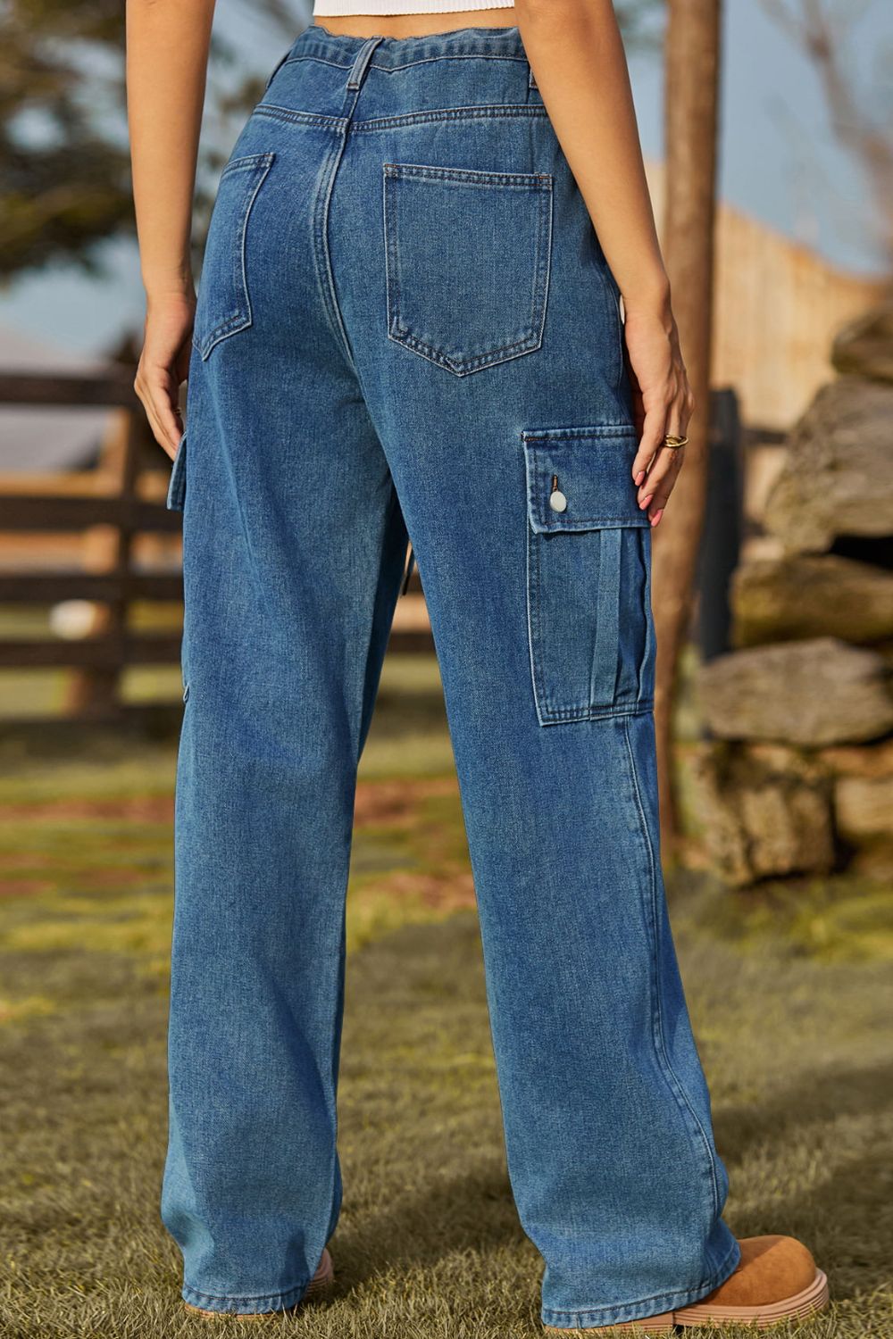 Loose Fit Drawstring Jeans with Pocket - Pahabu - Women's Clothing & Shop