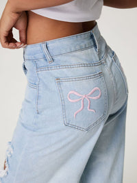Distressed Wide Leg Jeans with Pockets - Pahabu - Women's Clothing & Shop