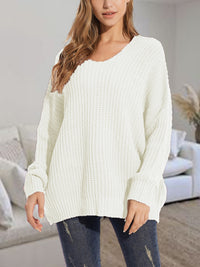 V-Neck Batwing Dropped Shoulder Sweater - Pahabu - Women's Clothing & Shop