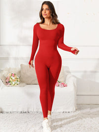 Scoop Neck Long Sleeve Active Jumpsuit - Pahabu - Women's Clothing & Shop