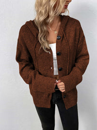 Button-Down Long Sleeve Hooded Sweater - Pahabu - Women's Clothing & Shop