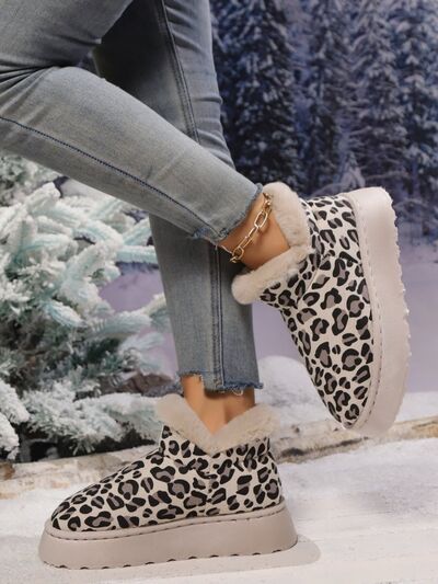Thermal Leopard Round Toe Platform Boots - Pahabu - Women's Clothing & Shop