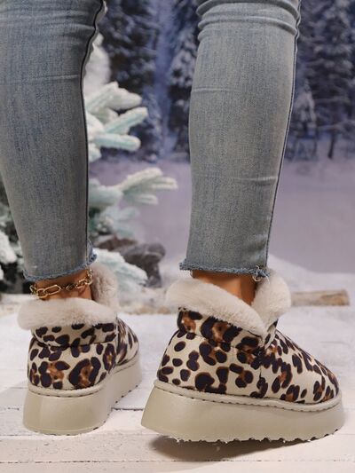 Thermal Leopard Round Toe Platform Boots - Pahabu - Women's Clothing & Shop