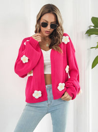 Floral Open Front Long Sleeve Cardigan - Pahabu - Women's Clothing & Shop