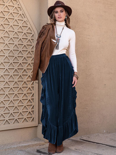 Slit Ruffled Wide Leg Pants - Pahabu - Women's Clothing & Shop