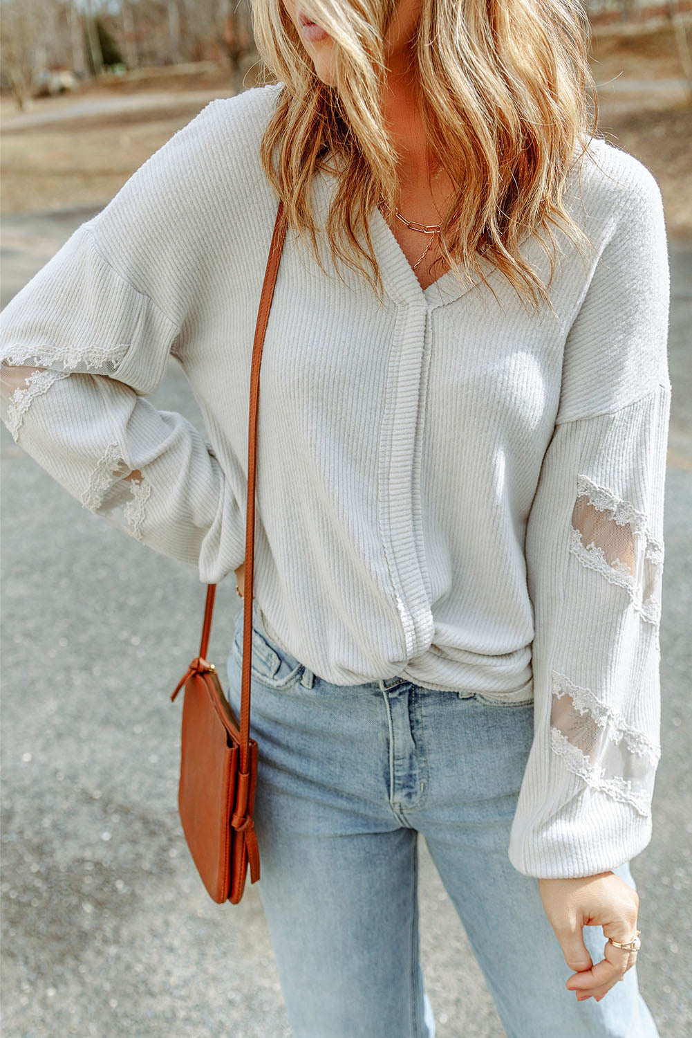 V-Neck Dropped Shoulder Blouse - Pahabu - Women's Clothing & Shop