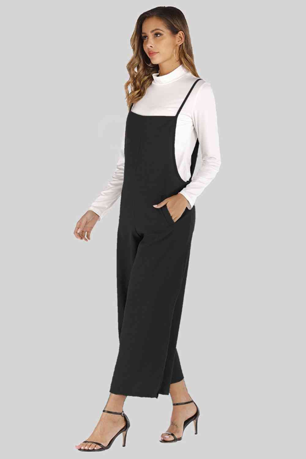 Full Size Cropped Wide Leg Overalls with Pockets - Pahabu - Women's Clothing & Shop