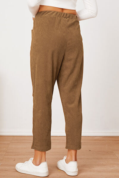 Pocketed Elastic Waist Pants - Pahabu - Women's Clothing & Shop