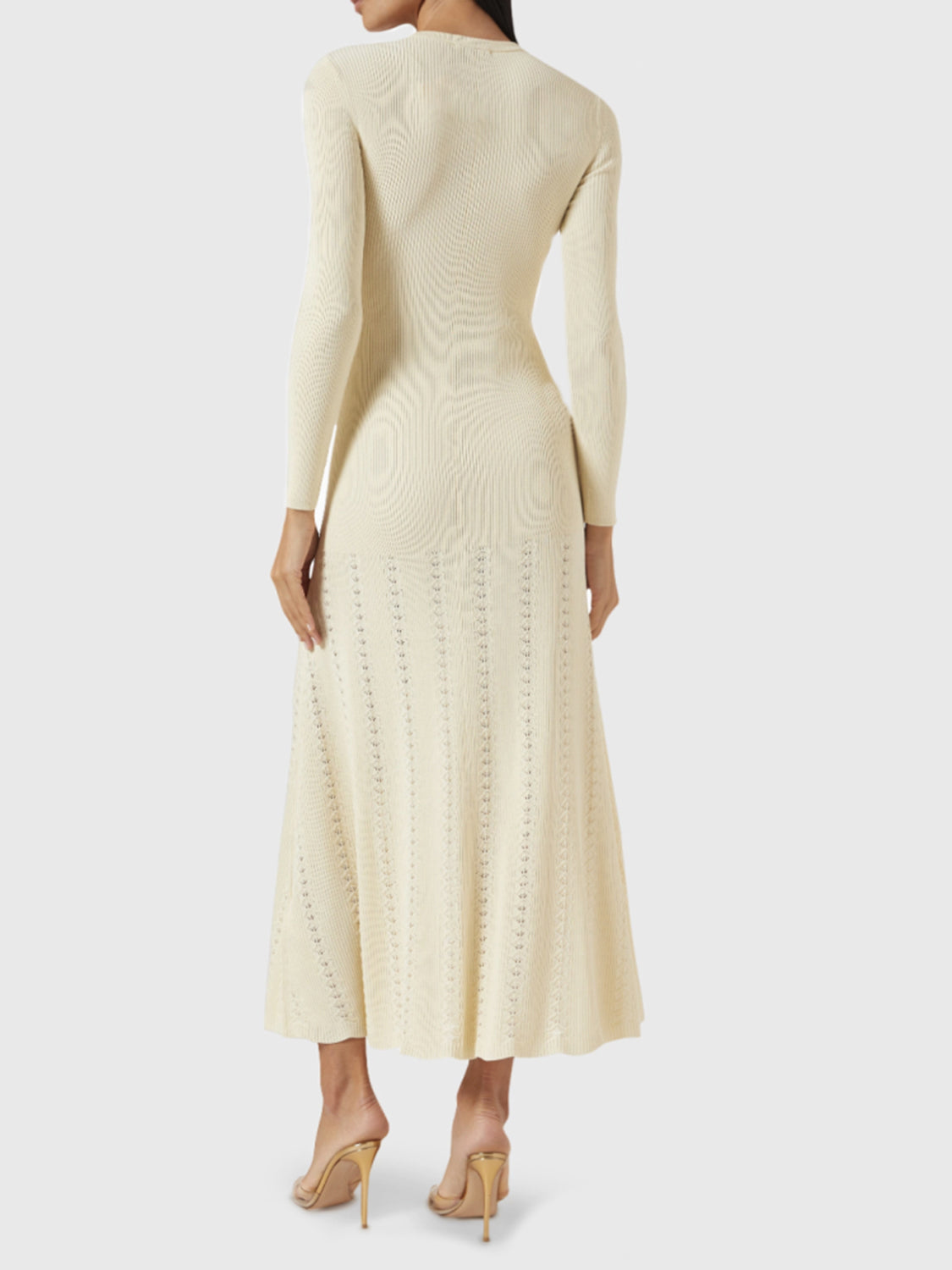 Openwork Round Neck Long Sleeve Sweater Dress - Pahabu - Women's Clothing & Shop