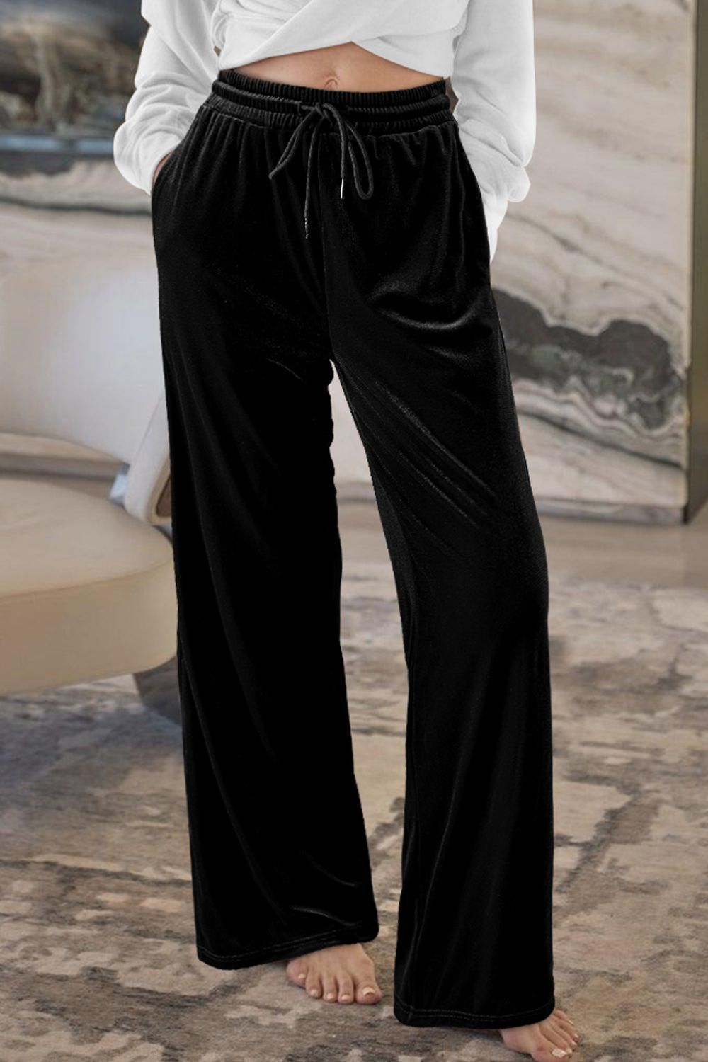 Drawstring Waist Wide Leg Active Pants - Pahabu - Women's Clothing & Shop
