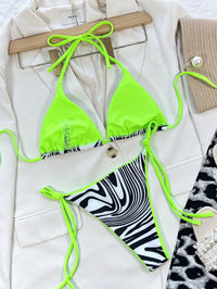 Zebra Print Halter Neck Bikini Set - Pahabu - Women's Clothing & Shop