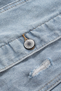 Distressed Hooded Denim Jacket - Pahabu - Women's Clothing & Shop