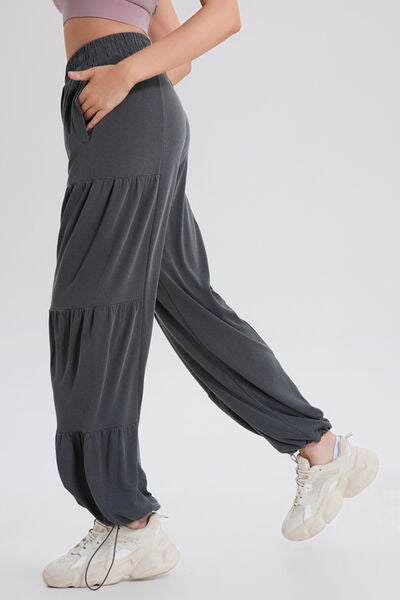 Basic Bae Drawstring Elastic Waist Ruched Joggers - Pahabu - Women's Clothing & Shop