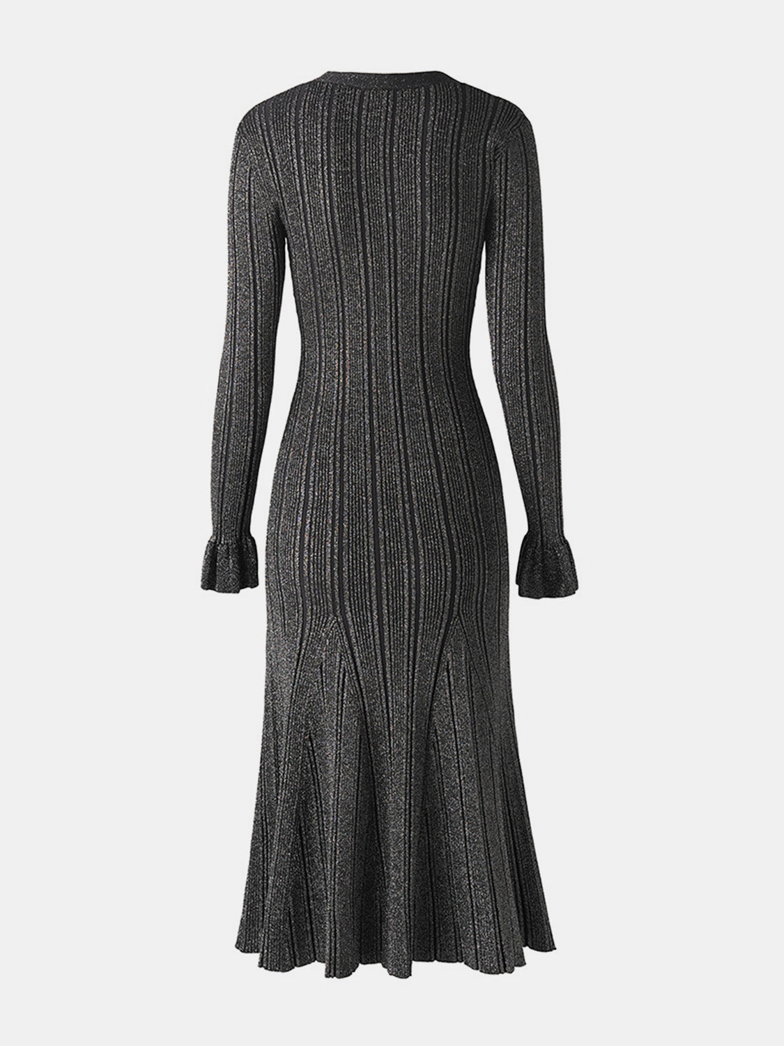 V-Neck Flounce Sleeve Sweater Dress - Pahabu - Women's Clothing & Shop