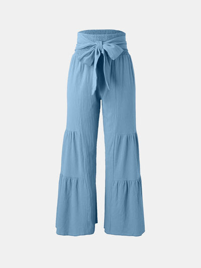 Tied Ruched Wide Leg Pants - Pahabu - Women's Clothing & Shop