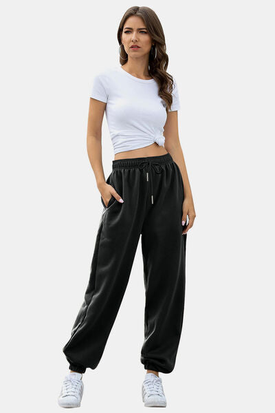 Elastic Waist Joggers with Pockets - Pahabu - Women's Clothing & Shop