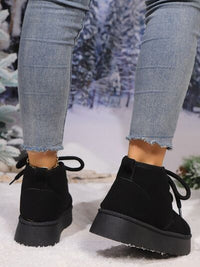 Lace Up Round Neck Platform Suede Boots - Pahabu - Women's Clothing & Shop
