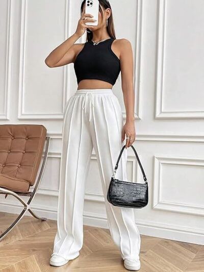 Drawstring Wide Leg Pants with Pockets - Pahabu - Women's Clothing & Shop
