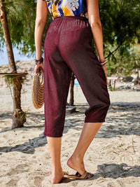 Pocketed Elastic Waist Capris - Pahabu - Women's Clothing & Shop