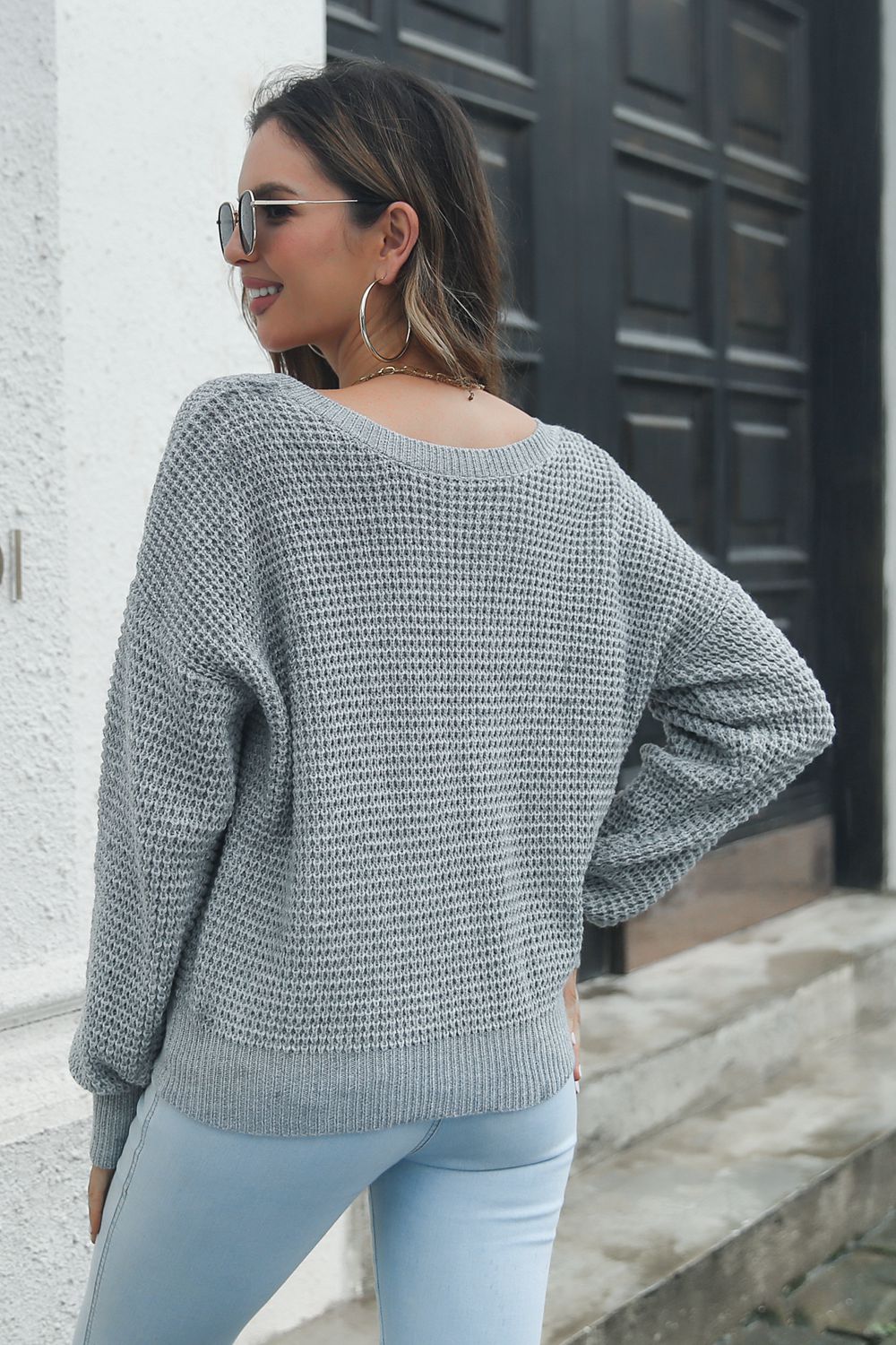 Crisscross Surplice Neck Long Sleeve Sweater - Pahabu - Women's Clothing & Shop