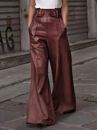 Half Elastic Waist Wide Leg Pants - Pahabu - Women's Clothing & Shop