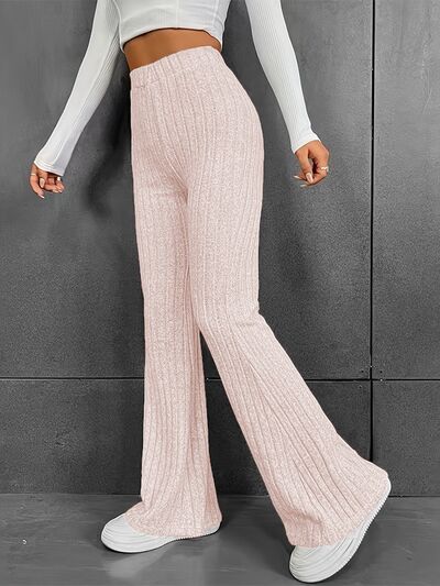 Ribbed High Waist Bootcut Pants - Pahabu - Women's Clothing & Shop
