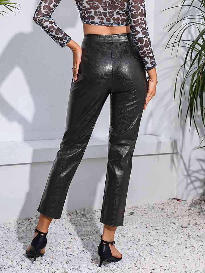 Zip-Up High Waist Straight Leg Pants - Pahabu - Women's Clothing & Shop