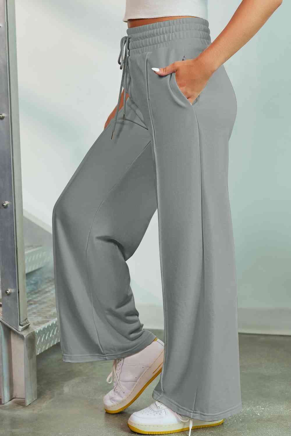 Drawstring Wide Leg Pants with Pockets - Pahabu - Women's Clothing & Shop