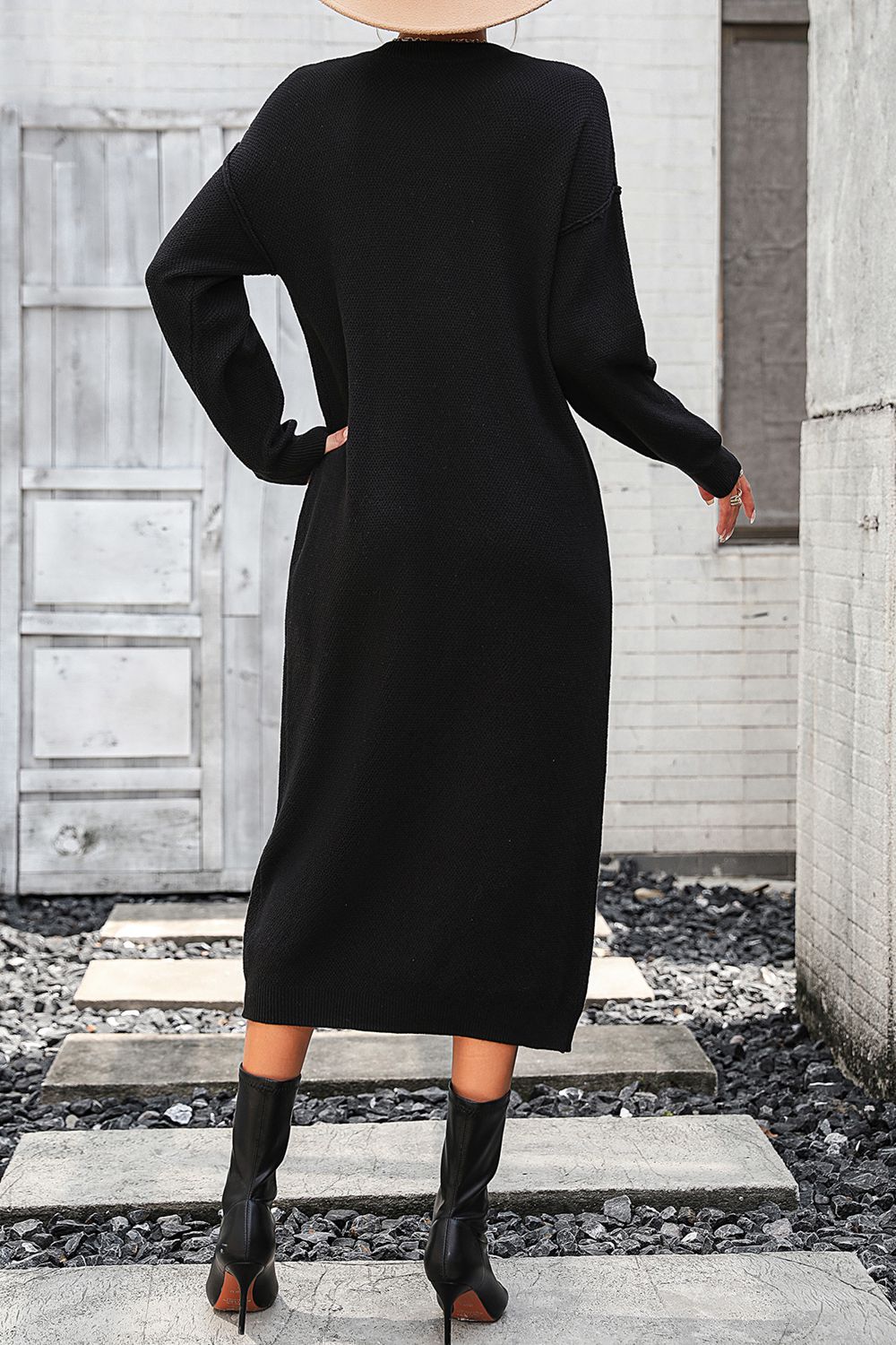 Notched Neck Dropped Shoulder Button-Down Midi Dress - Pahabu - Women's Clothing & Shop