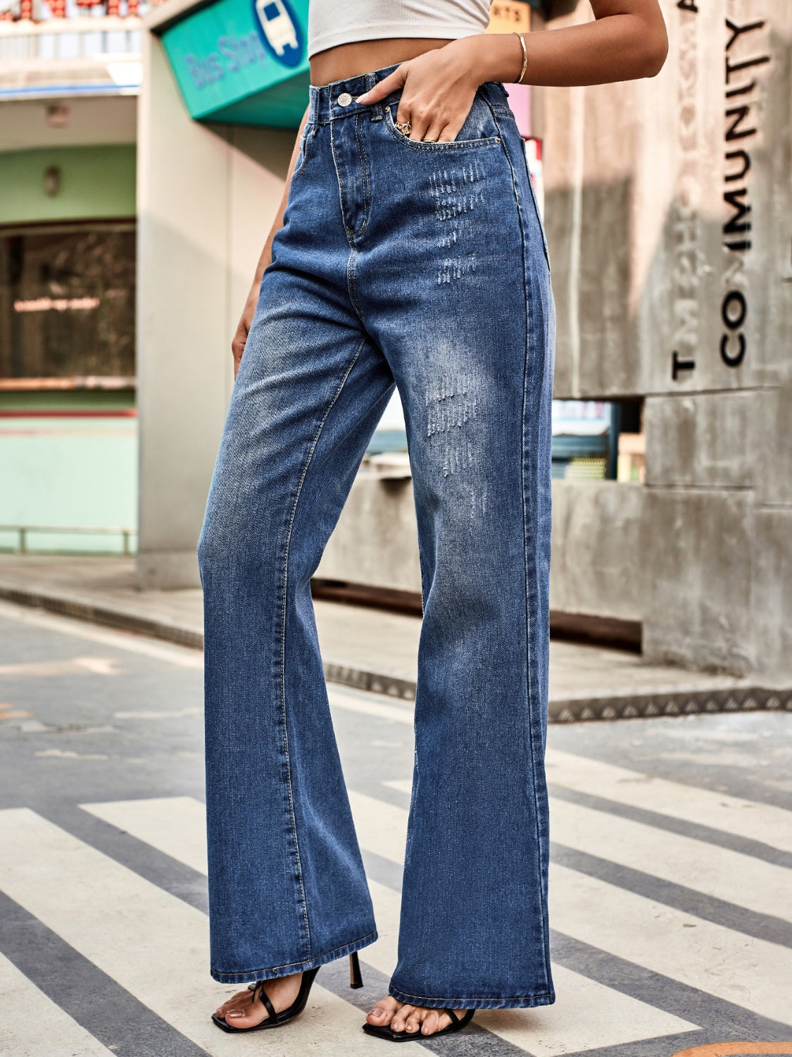 High Rise Bootcut Jeans with Pockets - Pahabu - Women's Clothing & Shop