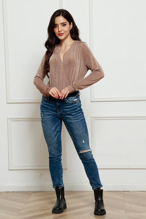 V-Neck Long Sleeve Bodysuit - Pahabu - Women's Clothing & Shop