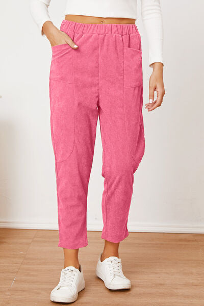 Pocketed Elastic Waist Pants - Pahabu - Women's Clothing & Shop
