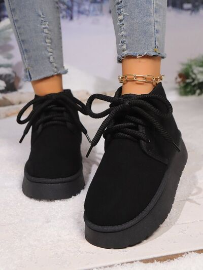 Lace Up Round Neck Platform Suede Boots - Pahabu - Women's Clothing & Shop
