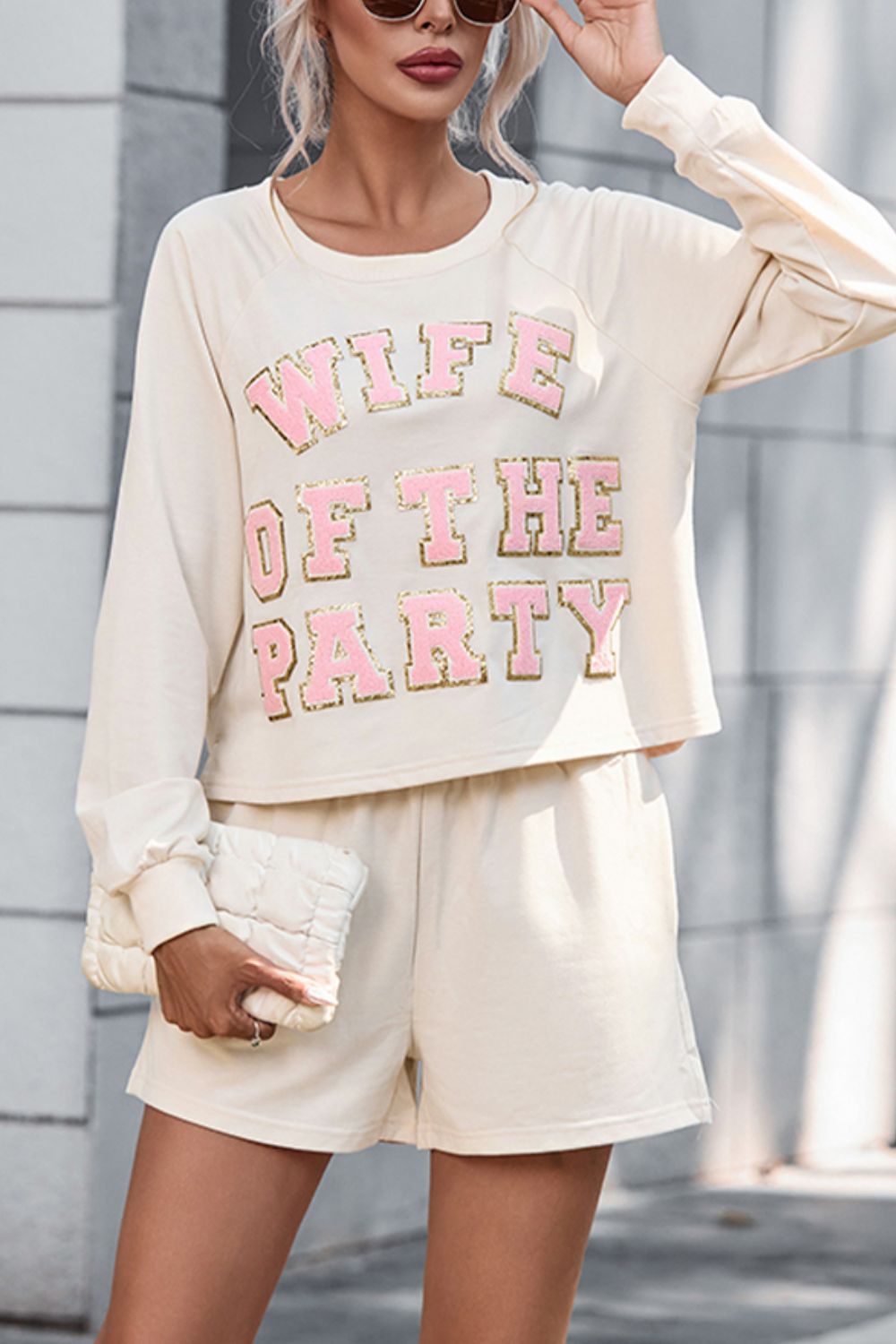 WIFE OF THE PARTY Round Neck Top and Shorts Set - Pahabu - Women's Clothing & Shop