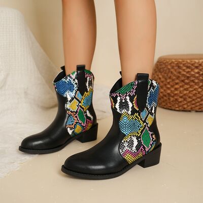 PU Leather Color Block Boots - Pahabu - Women's Clothing & Shop