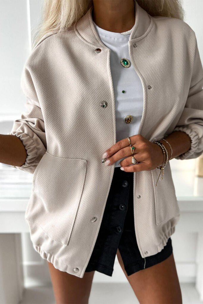 Baseball Collar Snap Down Jacket - Pahabu - Women's Clothing & Shop