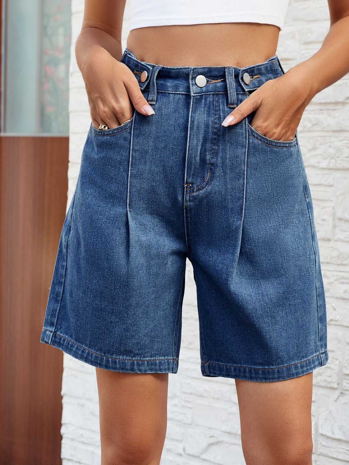 High Waist Denim Shorts with Pockets - Pahabu - Women's Clothing & Shop