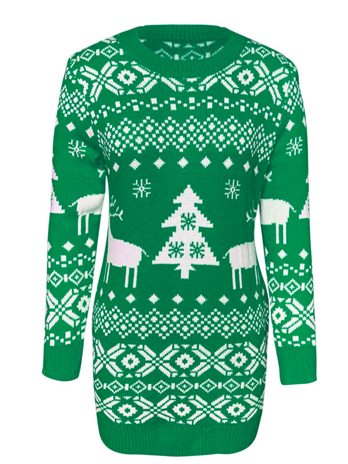 Christmas Element Round Neck Mini Sweater Dress - Pahabu - Women's Clothing & Shop