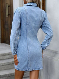 Collared Neck Button Up Denim Dress - Pahabu - Women's Clothing & Shop