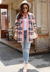 Fuzzy Plaid Corduroy Patchwork Shacket - Pahabu - Women's Clothing & Shop