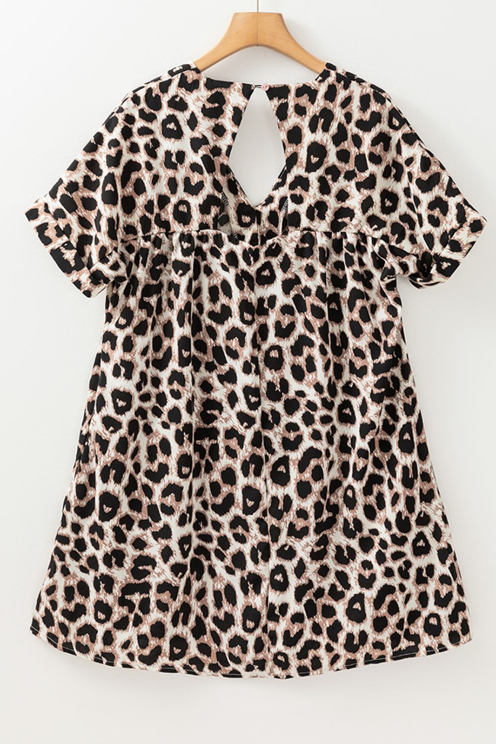 Cutout Back Leopard V-Neck Short Sleeve Mini Dress - Pahabu - Women's Clothing & Shop