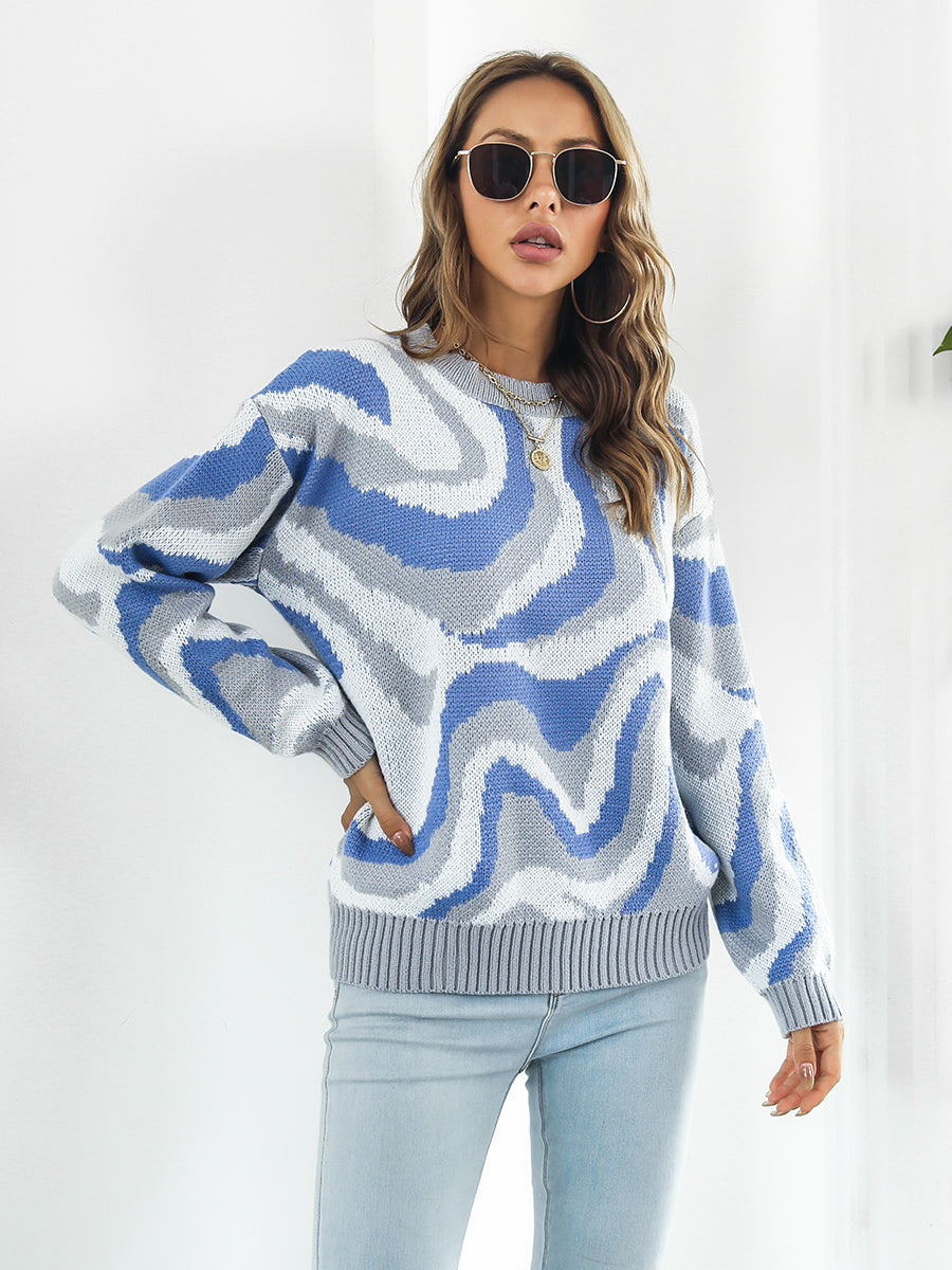 Round Neck Dropped Shoulder Sweater - Pahabu - Women's Clothing & Shop