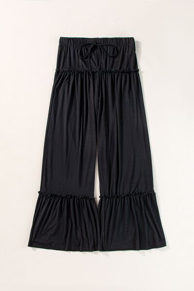 Tied Frill Ruched Bootcut Pants - Pahabu - Women's Clothing & Shop