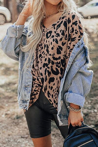 Leopard V-Neck Half Sleeve T-Shirt - Pahabu - Women's Clothing & Shop
