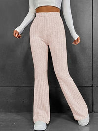 Ribbed High Waist Bootcut Pants - Pahabu - Women's Clothing & Shop