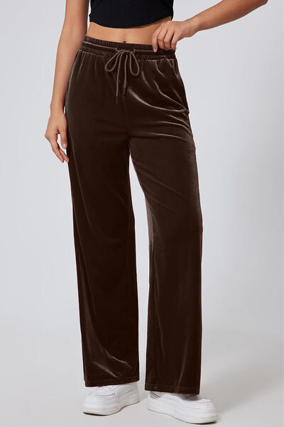 Drawstring Elastic Waist Straight Leg Pants - Pahabu - Women's Clothing & Shop
