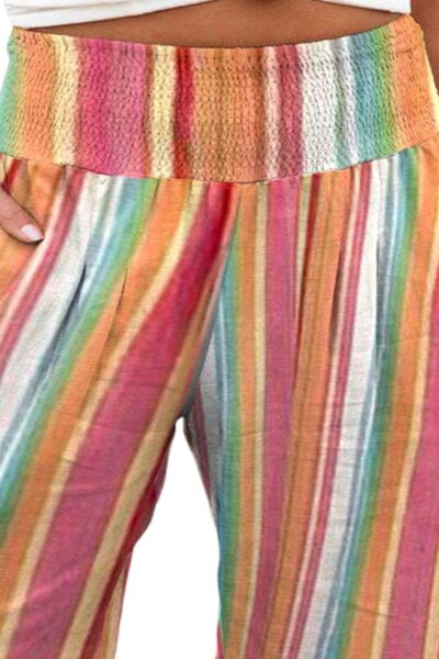 Plus Size Striped Wide Leg Pants - Pahabu - Women's Clothing & Shop