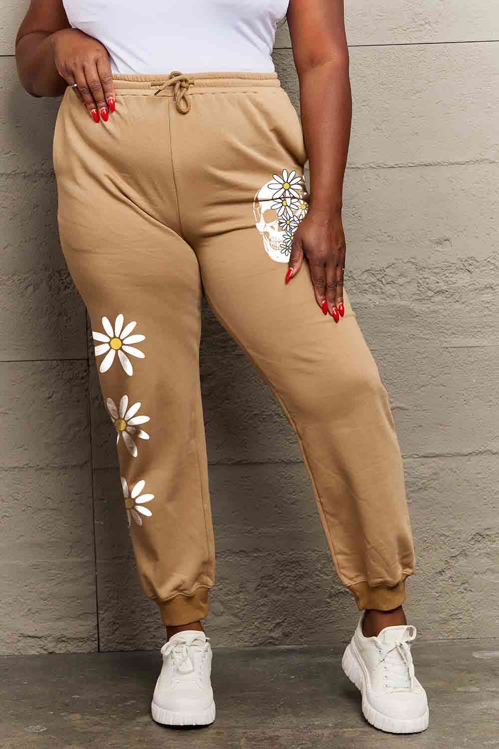 Simply Love Simply Love Full Size Drawstring Flower & Skull Graphic Long Sweatpants - Pahabu - Women's Clothing & Shop