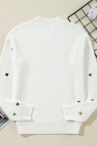 Heart Sequin Round Neck Long Sleeve Sweater - Pahabu - Women's Clothing & Shop